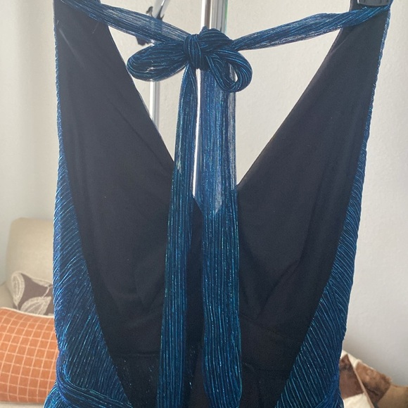 Lulu's Glowing Gorgeous Blue Multi Metallic Tiered Mini Dress Size L ( I - 4 ) - Picture 8 of 10